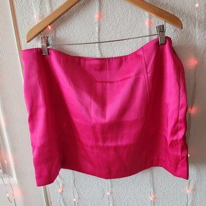 H&M Sz 16 Recycled Polyester Fuchsia Satin Like Mini Skirt with Skort Lining NWT